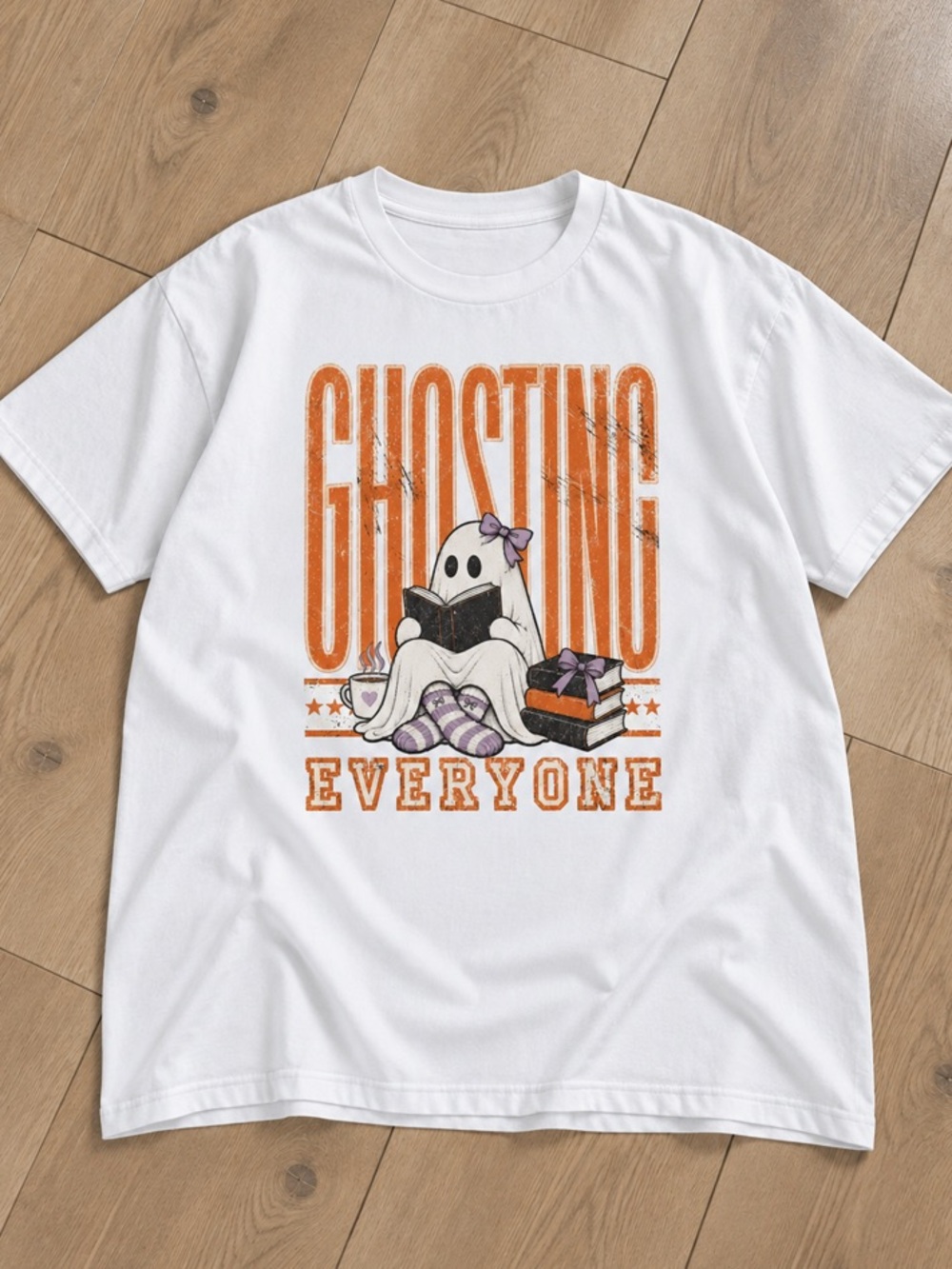 Ghosting Everyone Ghost Read Book Graphic White Tee